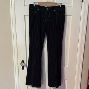 Bishop of Seventh Women's Pinstriped Flared Pants Size 30 Navy Blue Slacks